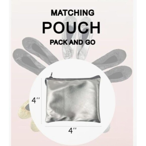 New Gudgudee Ballet Slippers Women's XL (10) Silver Roll Up With Pouch - Picture 10 of 11